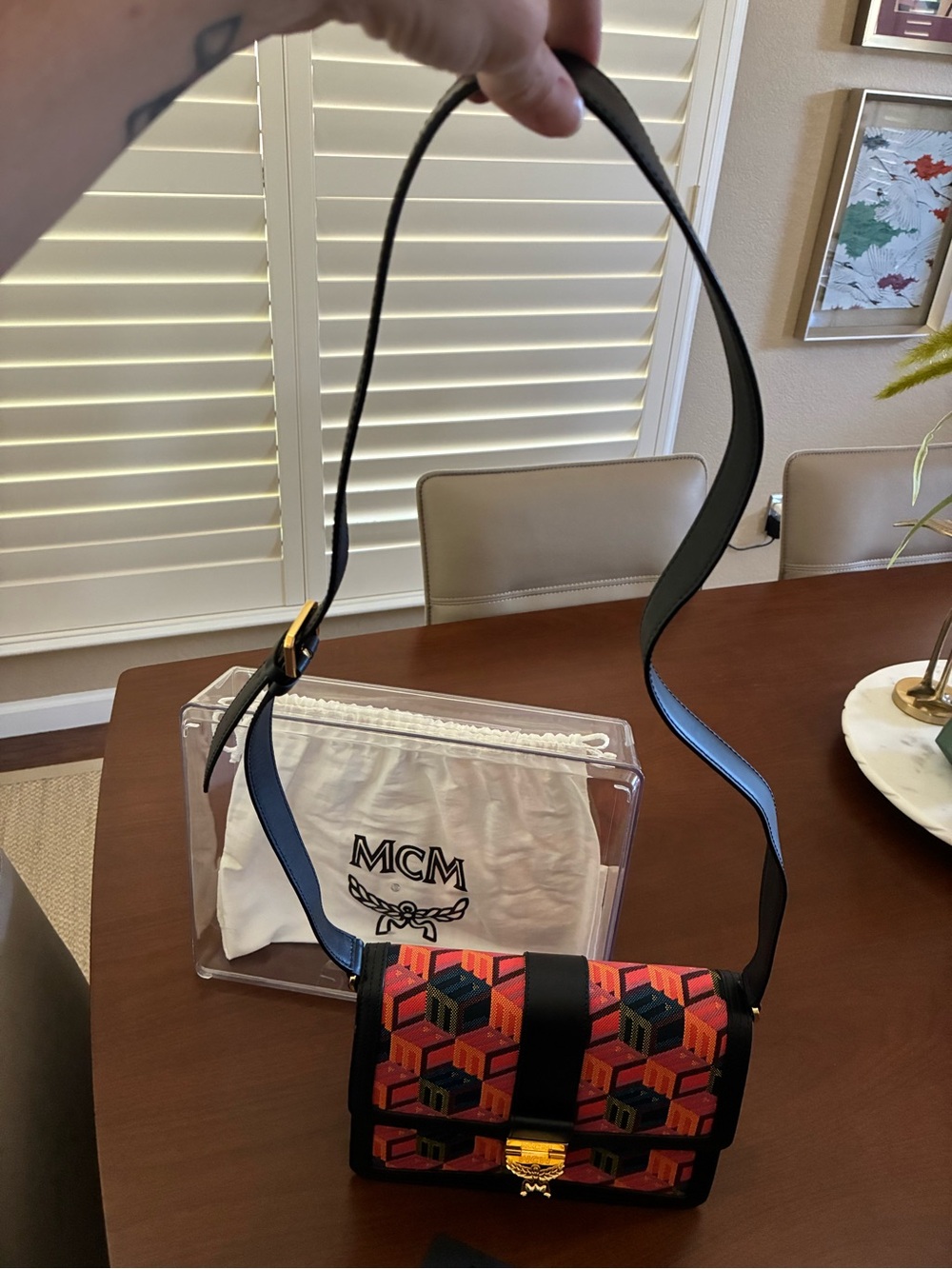 MCM Multicolor Geometric Crossbody with Black Trim - Picture 6 of 7